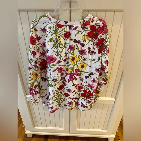 Talbots Floral Blouse - White, Pink, Yellow, Green - Picture 8 of 13